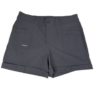 Eddie Bauer Shorts Women's 16 Gray Double Front‎ Cargo Pocket Cuffed Gorpcore